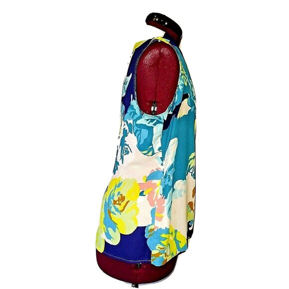 CAbi Blossom Floral Drape Faux Wrap Top Blouse Multicolor Women Size Sma… - Picture 2 of 7